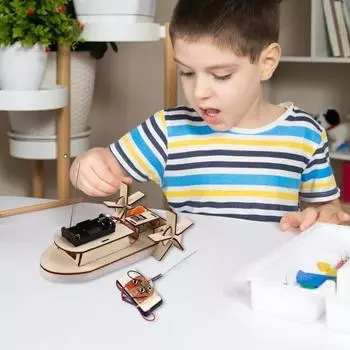 1 комплект DIY модель лодки с дистанционным управлением набор для самостоятельной сборки деревянная головоломка радиоуправляемый корабль строительство ремесла дети STEM образовательная физика научный эксперимент игрушка Car