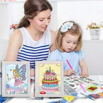 1 комплект, DIY мультфильм алмазная живопись, взаимодействие родителей и детей Полный алмаз DIY ручной работы, образовательная кристальная паста алмазная живопись A