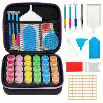 1 комплект для алмазной живописи с переносной сумкой для хранения, нескользящей подкладкой, алмазной ручкой и набором инструментов для хранения художественных украшений своими руками J-239