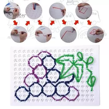 1 комплект для детей, обучающая доска для нанизывания ниток, мелкая моторика, тренировка внимания, узор, плетение, игрушка для самостоятельного изготовления, проекты по шнуровке, настольная игра для малышей, мальчиков и девочек B