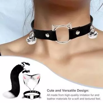 1 комплект для косплея, поддельный лисий хвост, повязка на голову, воротник, набор, мягкий, пушистый, плюшевый, регулируемый обхват талии, противоскользящий, для выступлений, клубных танцев, костюмы для пати