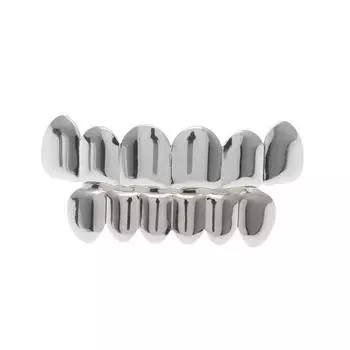 1 комплект для мужчин и женщин, позолоченные зубы в стиле хип-хоп, гриль, верхняя нижняя решетка для зубов, грили One Size серебряный