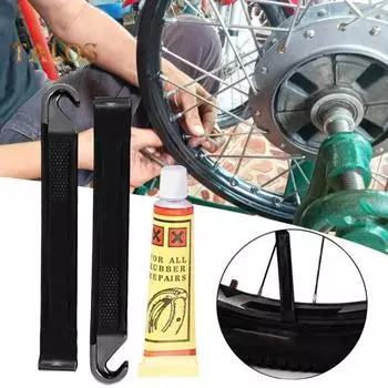 1 комплект для ремонта велосипедных шин с клеем, круглая заплатка, лопатка для шин, металлический напильник, инструменты для ремонта проколов камеры шоссейного горного велосипеда, аксессуары для велосипеда 1 Set