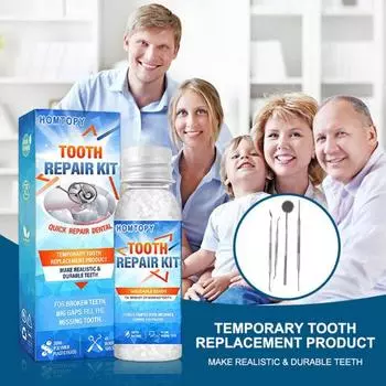 1 комплект для ремонта зубов для женщин и мужчин, временный комплект для замены зубов, формованные термофитинговые бусины для заполнения, исправления отсутствующих и сломанных зубов или клея