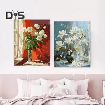 1 комплект для самостоятельной рисования маслом для взрослых с деревянным мольбертом, набор для самостоятельной раскраски по номерам, набор для развития практических навыков A