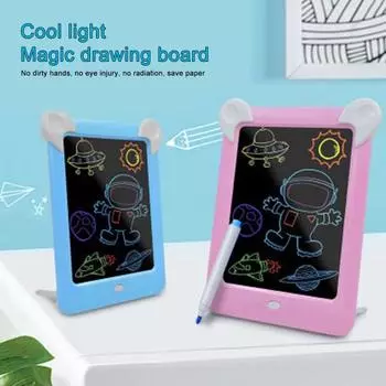 1 комплект доски для рисования, цветная подсветка, защита глаз, пластиковая 3D детская волшебная доска для рисования, детская игрушка розовый