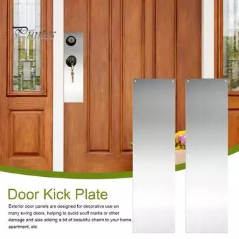 1 комплект дверной ударной пластины из нержавеющей стали для защиты нижней части двери. Декоративная дверная нажимная пластина. Устойчивая к царапинам и износу металлическая дверь. серебряный