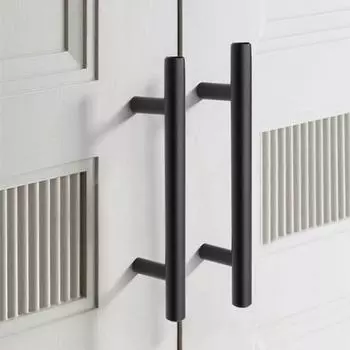 1 комплект дверных ручек в современном стиле из нержавеющей стали, дверная ручка для ящика, мебельная ручка, товары для дома S чёрный