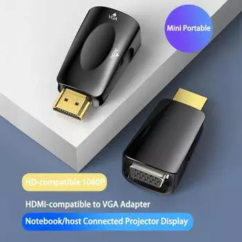 1 комплект, двойной видеоконвертер, режим репликации/расширения без потерь, 1080P на выход, HDMI-совместимый преобразователь видеосигнала VGA чёрный