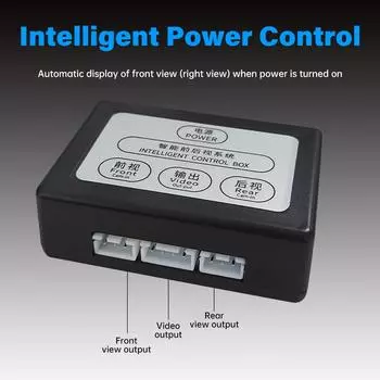 1 комплект двухсторонней парковочной камеры, видеоконвертер каналов, блок управления передним и задним видом с ручным переключателем