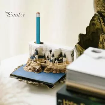 1 комплект, еженедельный календарь, креативный 3D календарь-замок со светодиодной подсветкой, резьба по бумаге, художественный настольный календарь для украшения дома