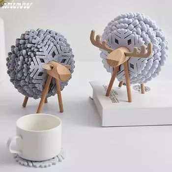 1 комплект фетровых подставок под овечью подставку с высокой температурой, нескользящие утолщенные подставки под столовые приборы, кухонные принадлежности, декор стола в виде лося 1 Set