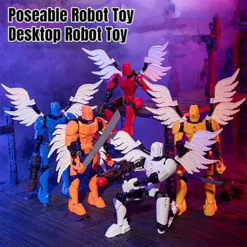 1 комплект. Фигурка робота с аксессуарами для крыльев. 3D-печатная многосуставная подвижная модель робота. Шарнирная фигурка-манекен. Украшение. Подарок для детей и взрослых. синий