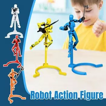 1 комплект фигурок робота с аксессуарами на подставке Многосуставная подвижная 3D-печатная модель робота Шарнирная фигурка-манекен Украшение рабочего стола красный