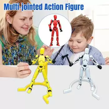 1 комплект фигурок робота с аксессуарами на подставке Многосуставная подвижная 3D-печатная модель робота Шарнирная фигурка-манекен Украшение рабочего стола красный