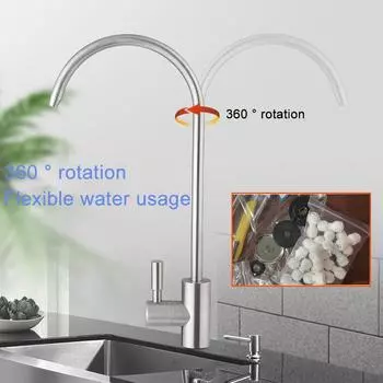 1 комплект фильтра для воды, раковина из нержавеющей стали 304, система фильтрации воды на кухне, очиститель с гибким воротком, кран обратного осмоса