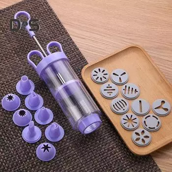 1 комплект, фиолетовый кремовый шприц, пищевой прочный DIY мультидиск, инжектор для украшения торта фиолетовый