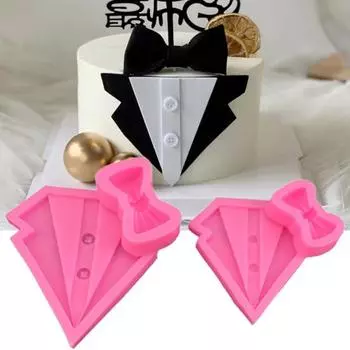 1 комплект, форма для выпечки, пищевая антипригарная форма для выпечки, силиконовый 3D костюм, рубашка, форма с бантом, форма для торта, десерта, кухонный гаджет S