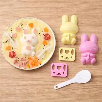 1 комплект, формы для онигири без запаха, термостойкие креативные инструменты для приготовления суши с кроликом розовый