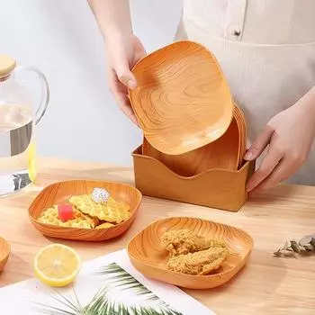 1 комплект фруктовых тарелок, поднос для пищевых костей, гладкая поверхность, лотки для хранения тортов, квадратная форма, прозрачная коричневый