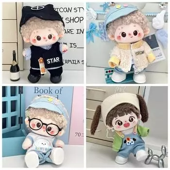 1 комплект футболка хлопковая кукольная одежда брюки ремни плюшевая кукольная одежда аксессуары для кукол style 2