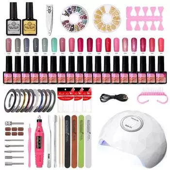 1 комплект гель-лака для ногтей, аксессуары для ногтей с УФ-светодиодной лампой, расширенный клей, пинцет для дизайна ногтей, инструменты для маникюра, кристалл