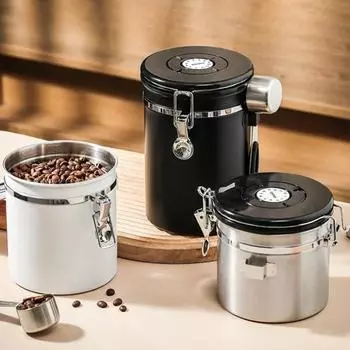 1 комплект, герметичная банка 1200/1500/1800 мл, большая емкость, односторонний клапан Co2, канистра, герметичный контейнер для хранения с ложкой, кухонный гаджет 1200ml белый