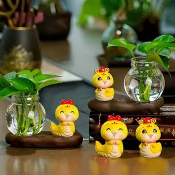 1 комплект гидропонной вазы, симпатичный настольный террариум для растений без растений, водная ваза, смоляная змея, статуэтка змеи, стеклянная ваза, 2 стиля