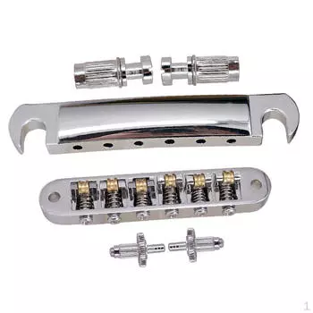 1 комплект гитарного бриджа и струнодержателя серебряный