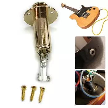 1 комплект гитарных моно-штыревых гнезд 6,35 мм для гитарного ремня, гнездо для акустической электрогитары, аксессуары серебряный