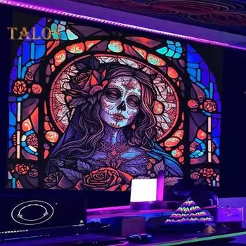 1 комплект гобелена, УФ-реактивная прочная полиэфирная ткань, светящаяся в темноте настенный художественный гобелен для праздничного домашнего декора M