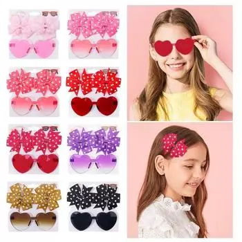 1 комплект головных уборов, очки, сплошные мягкие повязки на голову с бантом, кружевные заколки, ретро-повязки на голову, наборы солнцезащитных очков one size