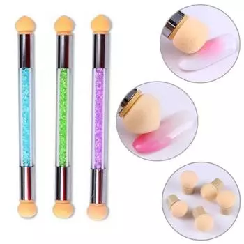 1 комплект градиентной кисти для дизайна ногтей, ручка для рисования, ручка для рисования со сменной губкой, двойная ручка со стразами, инструмент для дизайна ногтей чёрный