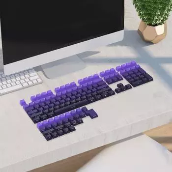 1 комплект градиентных цветных клавишных колпачков для клавиатуры, 136 клавиш, механическая клавиатура, OEM-профиль, светопропускающая клавиатура с боковой гравировкой, сменные аксессуары