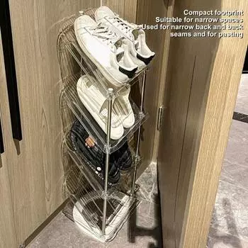 1 комплект грузовой стойки, 2/3/4/5 ярусов, органайзер на 45 градусов, наклонная обувь для входной двери, отличная опора, отдельно стоящая, без инструментов Dual Layer белый