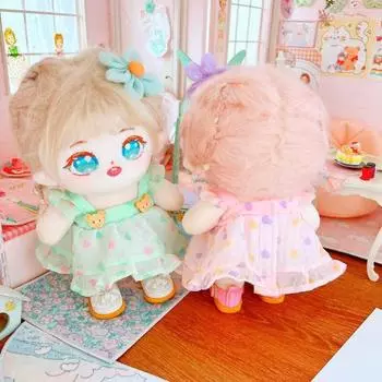 1 комплект хлопковой кукольной одежды, повседневная одежда, имитация изысканной набивной одежды размером 20 см, игрушка для девочки в подарок S бежевый