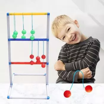 1 комплект, игра в мяч с лестницей и 6 мягкими резиновыми мячами для гольфа, простая сборка, забавная игрушка для всей семьи и детей, игрушка для игры в мяч в помещении и на открытом воздухе, во дворе, на лужайке