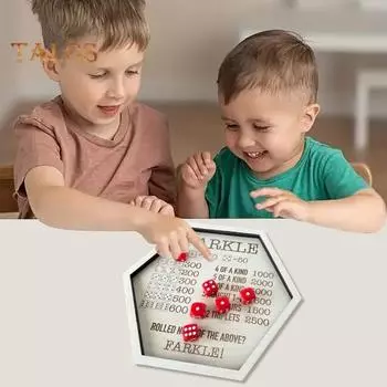 1 комплект игральных костей Farkle с деревянным подносом для счета, сумка для хранения игральных костей для детей, взрослых, семейных вечеринок, образовательная интерактивная классическая игра в кости C
