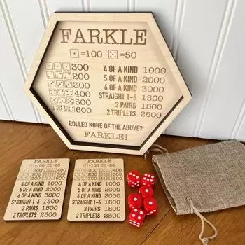 1 комплект игральных костей Farkle с деревянным подносом для счета, сумка для хранения игральных костей для детей, взрослых, семейных вечеринок, образовательная интерактивная классическая игра в кости C