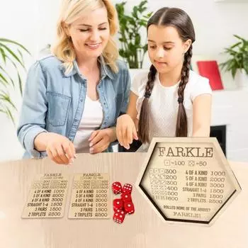 1 комплект игральных костей Farkle с деревянным подносом для счета, сумка для хранения игральных костей для детей, взрослых, семейных вечеринок, образовательная интерактивная классическая игра в кости C