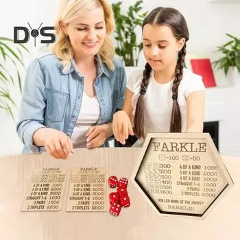 1 комплект игральных костей Farkle с деревянным подносом для счета, сумка для хранения игральных костей для детей, взрослых, семейных вечеринок, образовательная интерактивная классическая игра в кости C