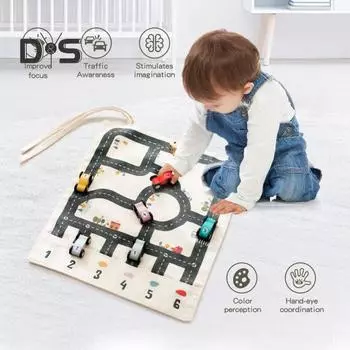 1 комплект, игровой коврик из холста, игрушечный набор для малышей, игровой набор «Гоночная машинка», обучающий набор для развития мелкой моторики, интерактивный набор для мальчиков и девочек, обучающий цифрам, мини A