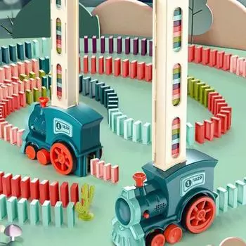 1 комплект игрушек «Детский поезд домино» с легкой музыкой, автоматическая укладка домино S синий