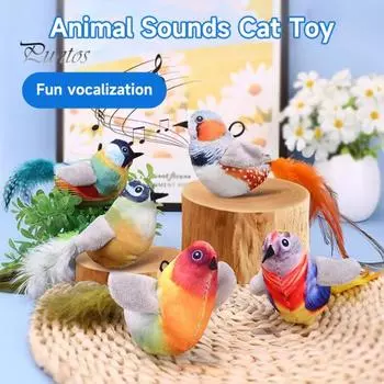 1 комплект игрушек для кошек со звуковым эффектом, интерактивная устойчивая к укусам птица в форме забавной игрушки для кошек, товары для домашних животных 1 разноцветный