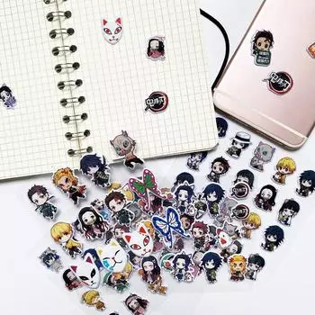 1 комплект игрушек, японское аниме, истребитель демонов: наклейки Kimetsu no Yaiba, наклейки из ПВХ с граффити A