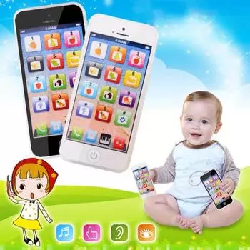 1 комплект, игрушка для мобильного телефона с подсветкой, прозрачный звуковой эффект, пластиковый детский мобильный телефон, игрушка, машина для рассказов малышей для детского сада белый