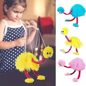 1 комплект, игрушка-марионетка, интерактивная кукла страуса, плюшевая игрушка, забавные марионетки-марионетки, веревочная кукла для детей жёлтый