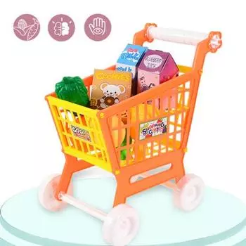 1 комплект, игрушка-тележка для покупок, качественная работа, имитация яркого цвета, полезная ролевая игра, тележка для супермаркета для развлечений красный