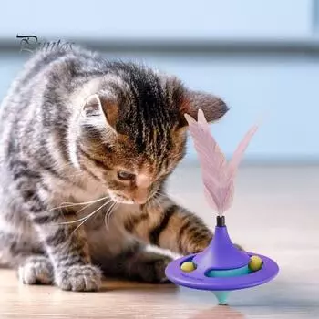 1 комплект, игрушка-волчок для кошек с перьями, скука, снятие стресса, вращающаяся на 360 градусов, вращающаяся интерактивная присоска, настенный гироскоп, игрушка-тизер для котенка, домашнее животное зелёный