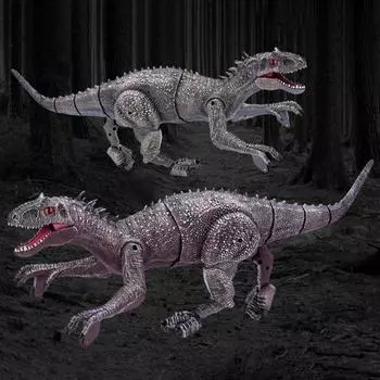1 комплект, имитация моделирования, 2,4G, беспроводная электрическая игрушка-динозавр, 8-канальный пульт дистанционного управления, подарок на день рождения серый